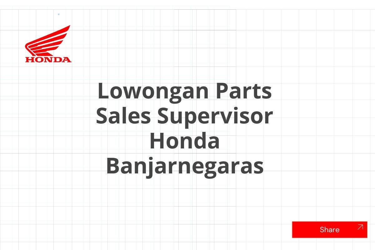 Lowongan Parts Sales Supervisor Honda Banjarnegaras