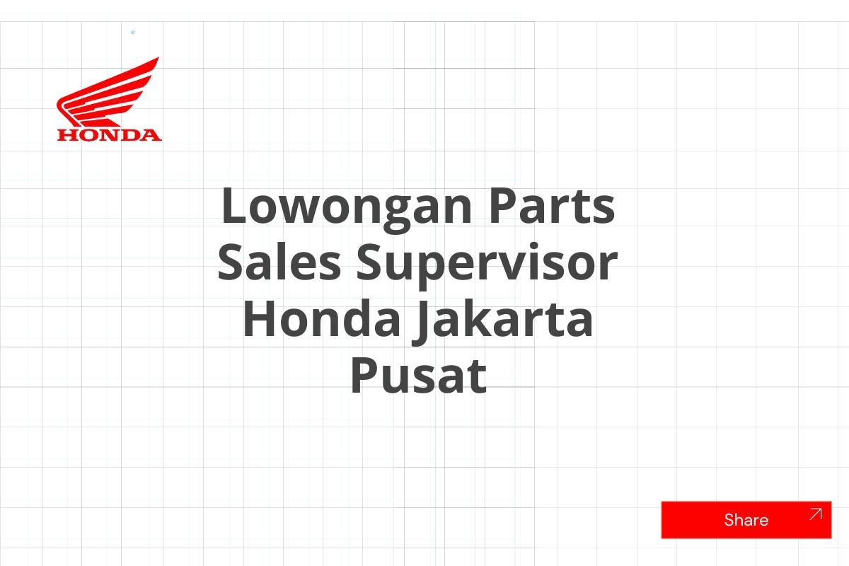 Lowongan Parts Sales Supervisor Honda Jakarta Pusat